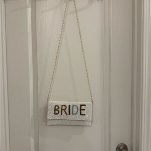 White Bride Clutch with Gold Chain